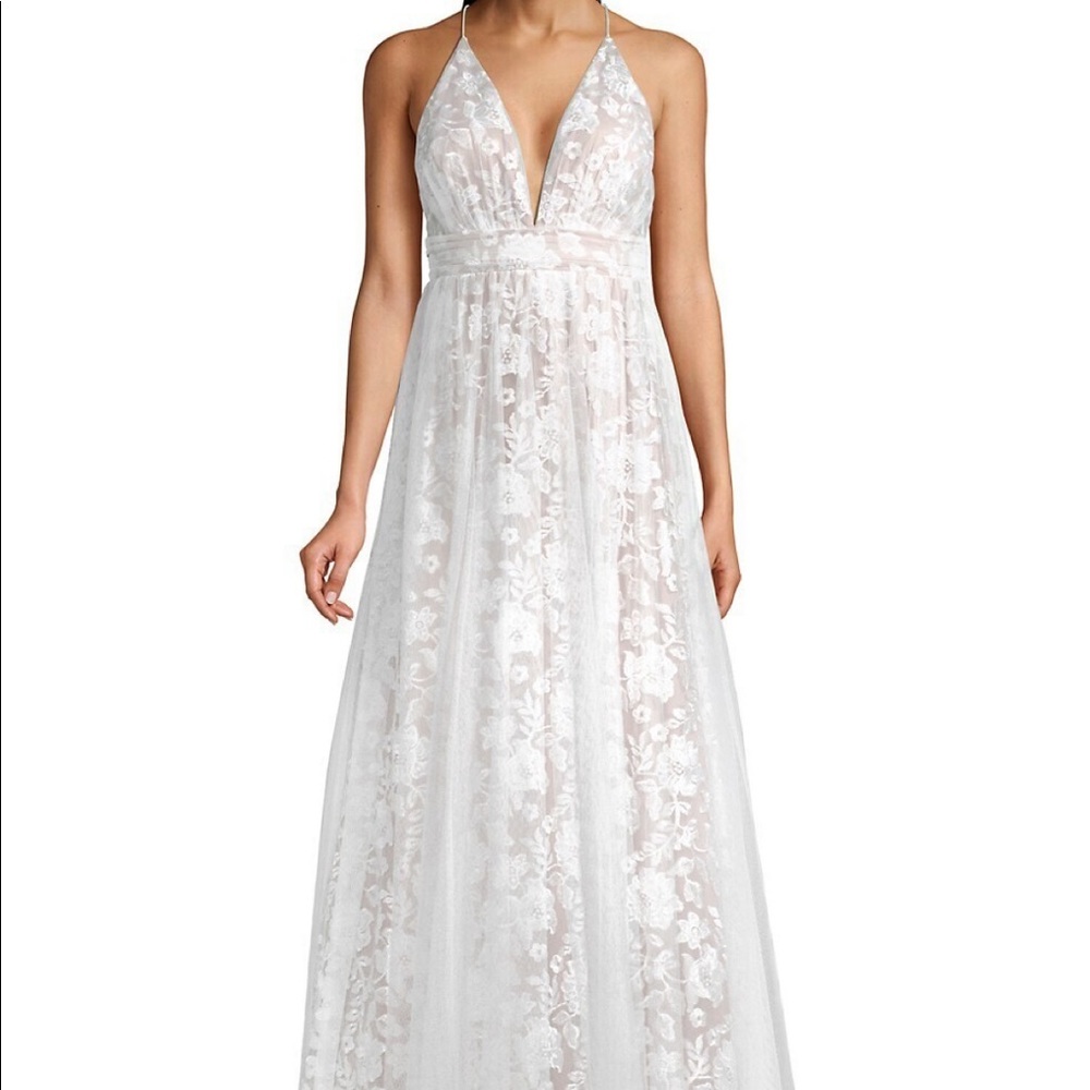 Aidan by Aidan Mattox Womens Ivory Embroidered Formal Dress Gown 6